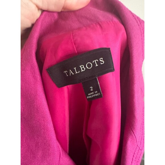 TALBOTS Pink Linen Blend Blazer Jacket Size 2 - Picture 2 of 6